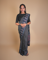 GAURI Black Muslin Line saree set